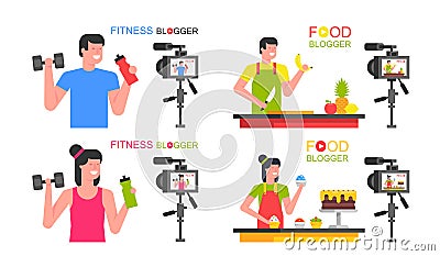 Set of bloggers Vector Illustration