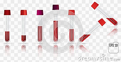Set of blood collection tube. Vector test tubes filled with blood Vector Illustration