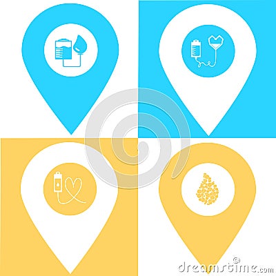 Set of infusion location map pin icon. Element of map point for mobile concept and web apps. Icon for website design and developme Vector Illustration