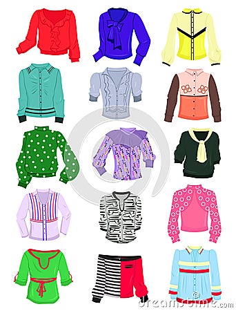 Set of blouses Vector Illustration