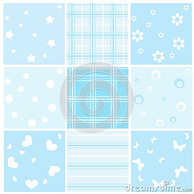 Set blue baby seamless. Vector Illustration