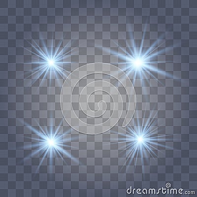 Set of blue beautiful stars. Vector Illustration