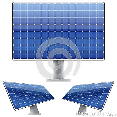 Set of Blue electric solar panel for sun light. Vector Illustration