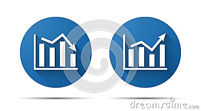 Set of blue flat icon of graph Vector Illustration