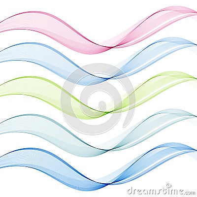 Set. Blue,green,pink, grey flood wave. Vector Illustration