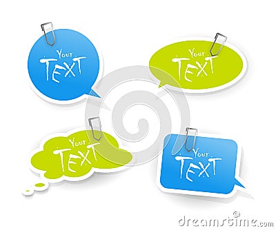 Set of blue green stickers. Vector Illustration