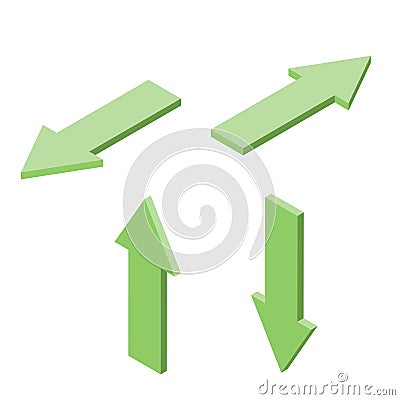Set of blue isometric arrows, minimal style, direction concept, vector Vector Illustration