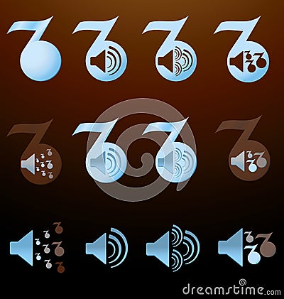 Set of blue notes with images of the speakers Vector Illustration