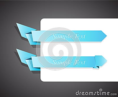 Set of blue origami ribbon for your text. Vector Illustration