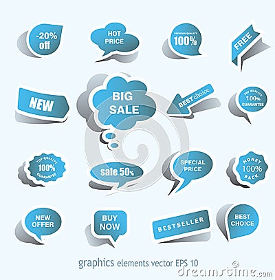 set of blue sale banner Vector Illustration