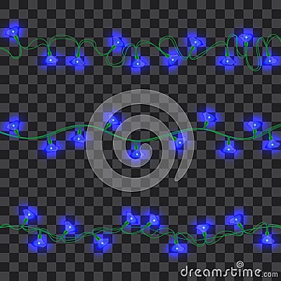 Set of blue shining garland lights Stock Photo