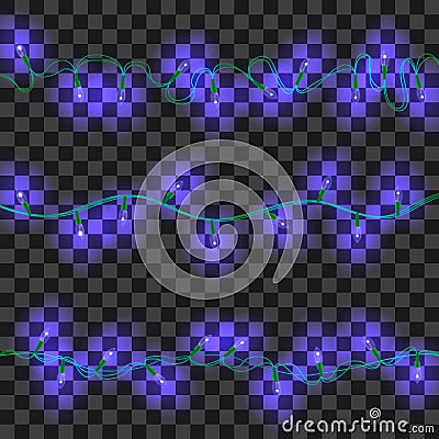 Set of blue shining garland lights Vector Illustration