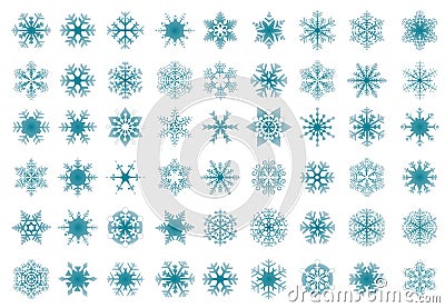 Set of blue snowflakes Vector Illustration