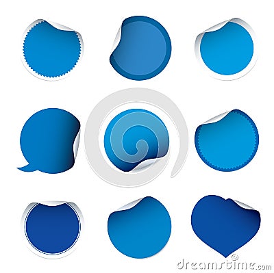 Set of blue stickers Stock Photo