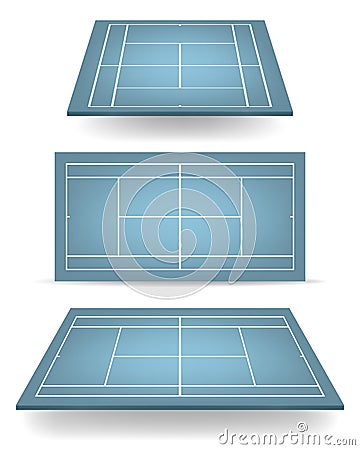 Set of blue tennis courts with perspective Vector Illustration