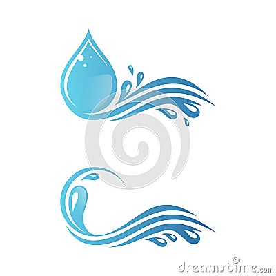 Set of blue water splash with droplet for your best business symbol Vector Illustration