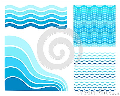 Set blue waves Vector Illustration