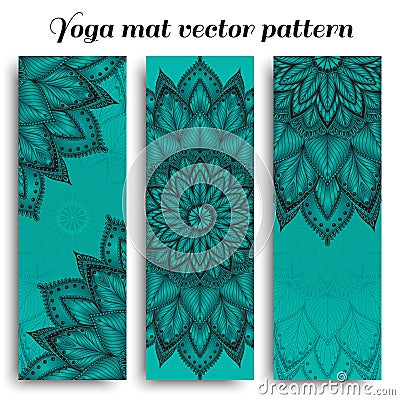 Set of blue yoga mat vector pattern Vector Illustration