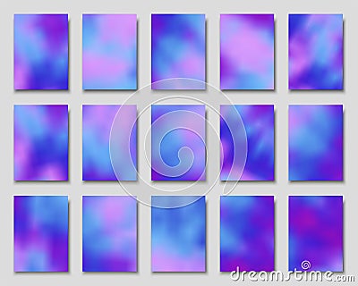 Set of Blurred backgrounds in Tie dye style for covers, posters, flyers, cards, invitations. Vector Illustration