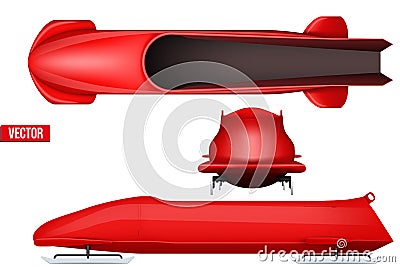 Set of Bobsleigh for four athletes. Vector Illustration