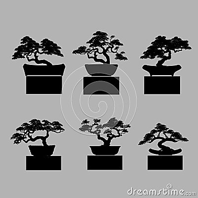 set of Bonsai. Vector Illustration