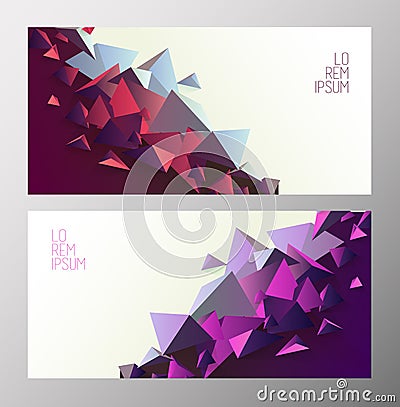 Set of book cover templates with polygonal shapes. Vector Illustration