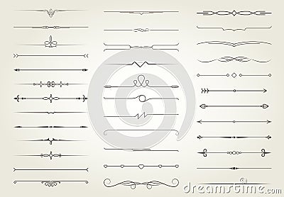 Set of book vignettes, dividers and separators, text delimiters collection Vector Illustration