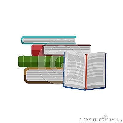 Set of books vector illustration. Stack of education materials flat design Vector Illustration