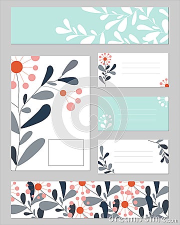 Set of border for text with a floral pattern. Text frames and labels for your design. National ornament Vector Illustration