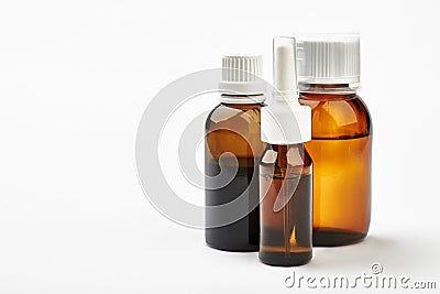 Set of bottles with medicine. Stock Photo