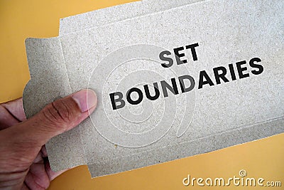 Set boundaries, typography of the word Set Boundaries written on a notebook Stock Photo