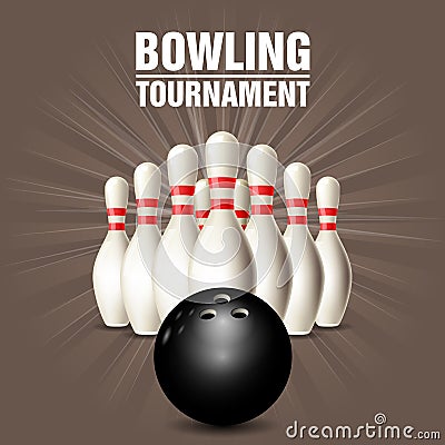 Set of bowling skittles and bowling ball Vector Illustration