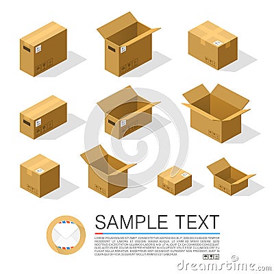 Set of boxes to send isometric Vector Illustration