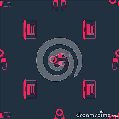 Set Boxing ring and Sport expander on seamless pattern. Vector Stock Photo
