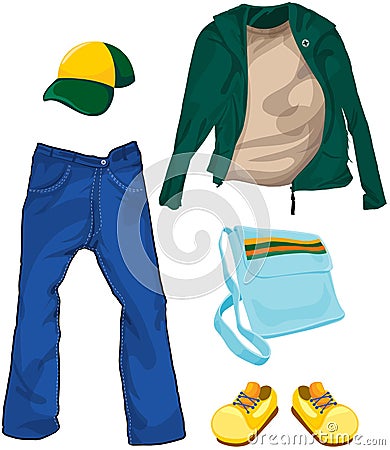 Set of boy casual clothes Vector Illustration