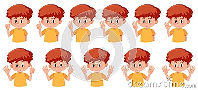 Set of boy with hand number gesture Vector Illustration