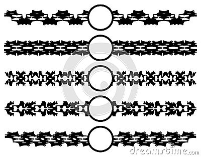 Set of bracelet tattoo in black isolated Vector Illustration