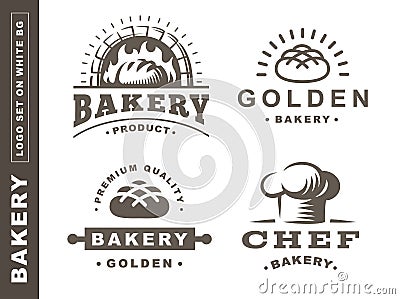 Set bread logo - vector illustration. Bakery emblem on white background Vector Illustration