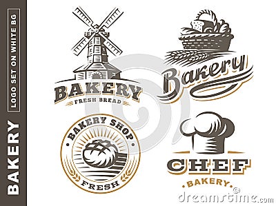 Set bread logo - vector illustration. Bakery emblem on white background Vector Illustration