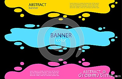 Set Bright Abstract banners. A puddle of water with drops on the Vector Illustration