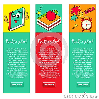 Set of bright banners BACK TO SCHOOL Vector Illustration