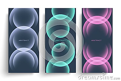 Set of bright color gradient round shapes. Futuristic abstract backgrounds with vibrant colored spheres. Vector Illustration