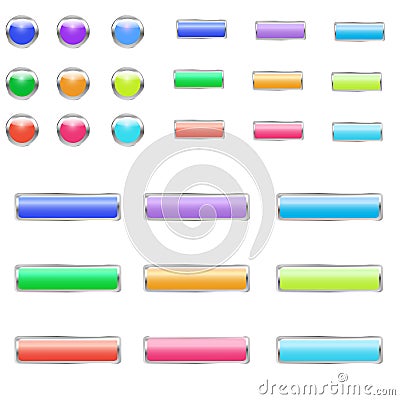 Set of bright colorful buttons Vector Illustration