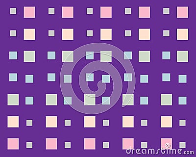 Set of colored light squares on a lilac mosaic background Vector Illustration