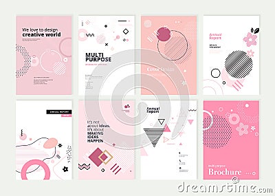 Set of brochure, annual report and cover design templates for beauty Vector Illustration