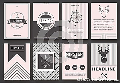 Set of brochures in hipster style Vector Illustration