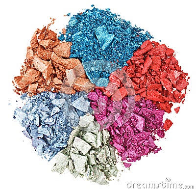 Set of broken multicolor eye shadow Stock Photo