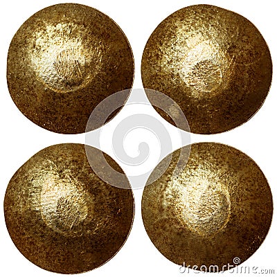 Set of bronze rivet heads Stock Photo