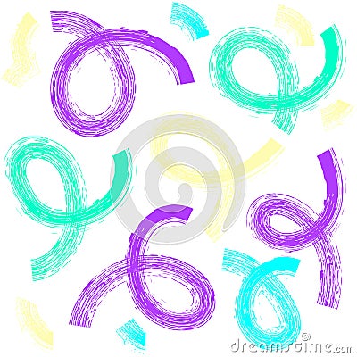 Set of Brush drawn thick doodle lines. Colored grunge banner for your design. Abstract chalk painted stripes. ink Vector Illustration