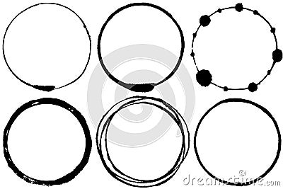 Set of brush stroke circles. Vector Illustration